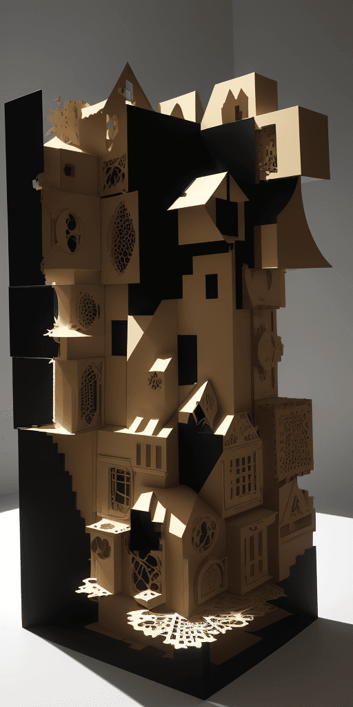 AI generated: (16k laser cut 4d art rfktrstyle It made the children laugh and play), ((depth)), (Cubist Fragmentat...