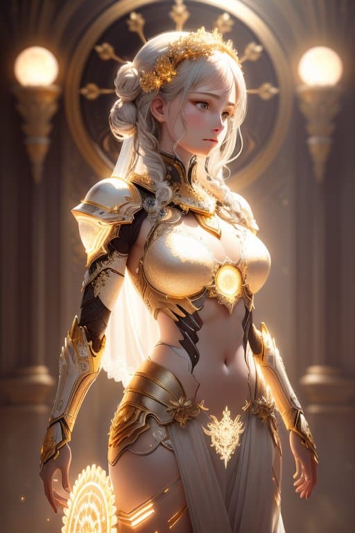 AI generated: helios - the primordial sun beautiful natural soft light, rim light, gold fractal details, fine lace...