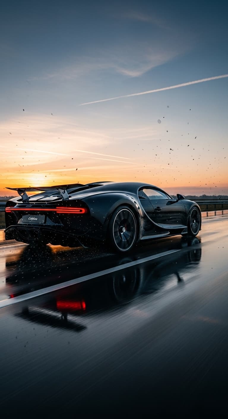 AI generated: 12k, low angle shot, super detailed, sharp, uhd, a photo realistic image of a super car racing throu...