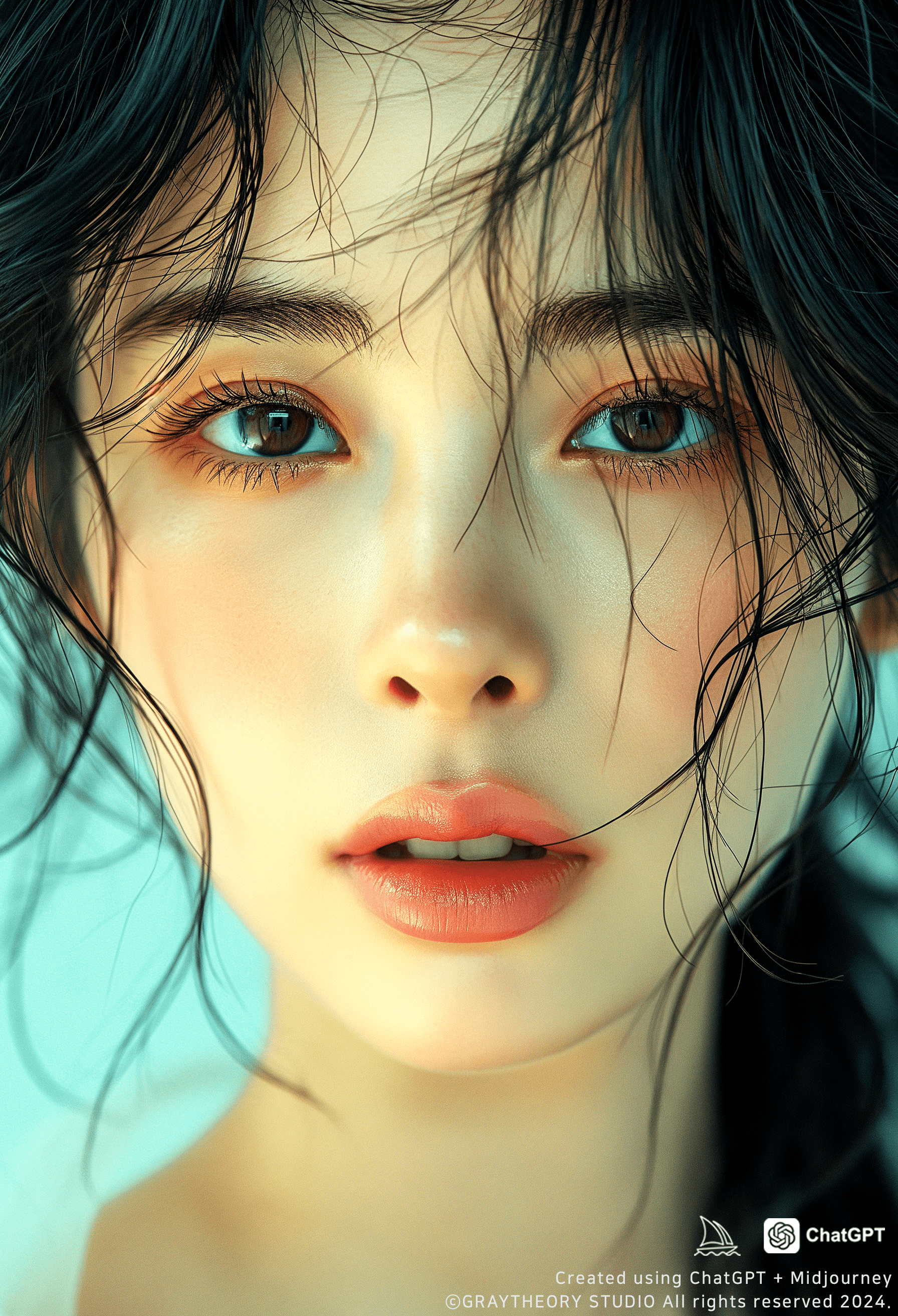 AI generated: cover photo featuring a japanese model poses for a selfie, in the style of professional fashion mode...