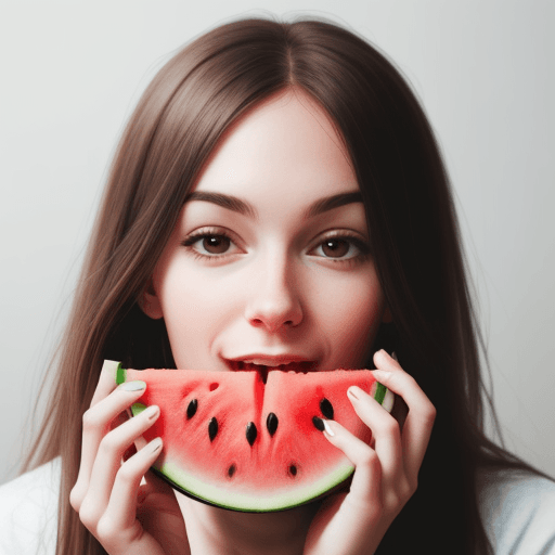 AI generated: a person eating watermelon