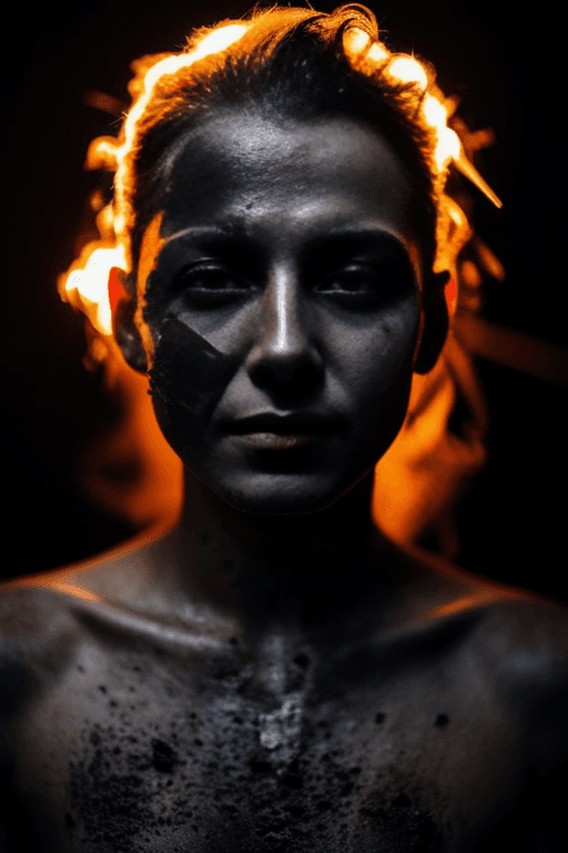 AI generated: skin from chaos, dark atmosphere, dust explosion inside