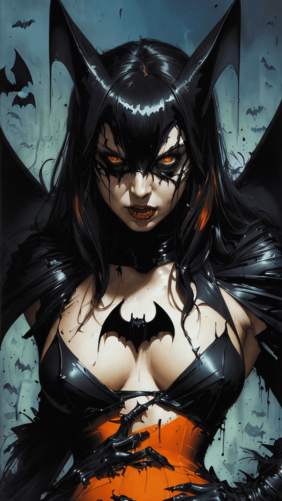 AI generated: (masterpiece)
(best quality)
(ultra-detailed)
(best illustration)
black bat by John Berkey 
seductiv...