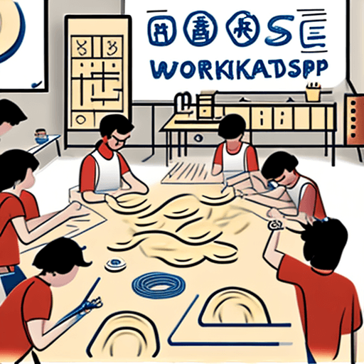 AI generated: A digital illustration of a workshop teaching how to make hand pulled noodles