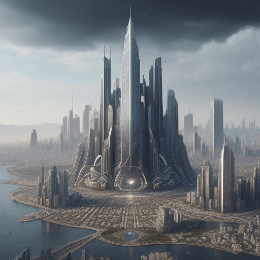 AI generated: 
what a big city will look like in the year 8000