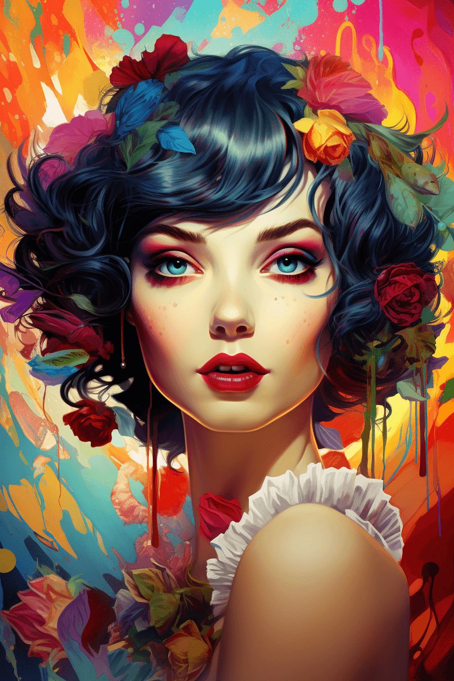 AI generated: Pop art print retro style image, vintage peter pan, in the style of brian m. viveros, lisa frank, cu...