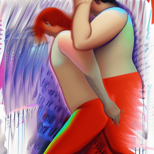 AI generated: aesthetic, painterly style, modern ink, bachata couple dancers, very tight clothes, sensual, eye con...