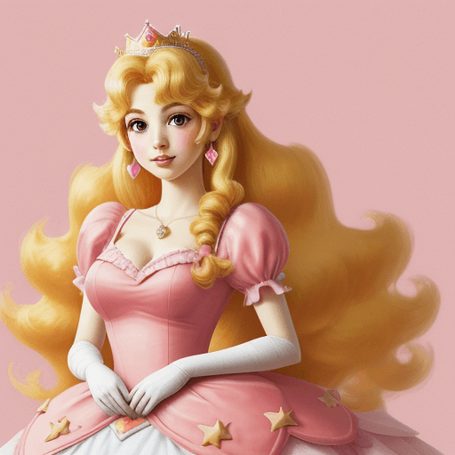 AI generated: High resolution young princess peach, pink castle background