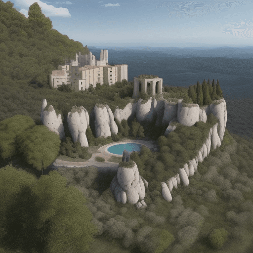 AI generated: El Espacio Natural de Les Guilleries-Savassona, en Osona, que destaca por sus bloques de gres esparc...