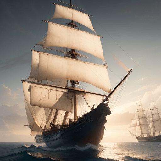 AI generated: Photo of a ultra realistic sailing ship, dramatic light, pale sunrise, cinematic lighting, battered,...