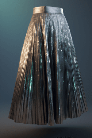 AI generated: Front view of a skirt design, featuring an A-line shape and sequin embellishments at the hem, shot f...