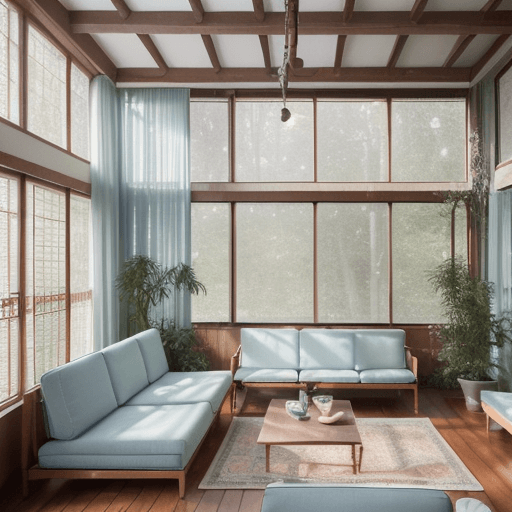 AI generated: High resolution photography interior design, dreamy sunken living room conversation pit, wooden floo...