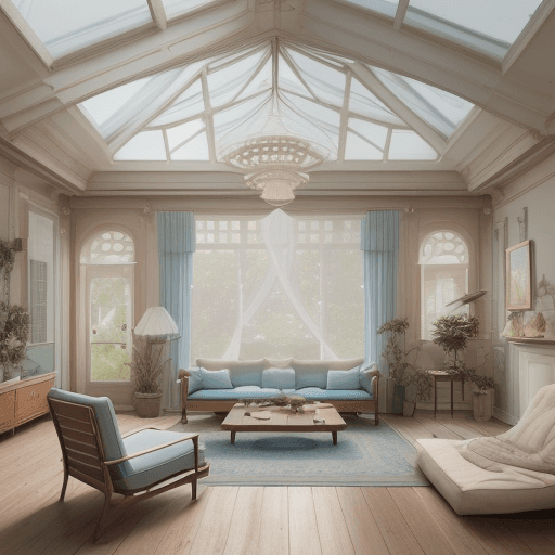 AI generated: High resolution photography interior design, dreamy sunken living room conversation pit, wooden floo...