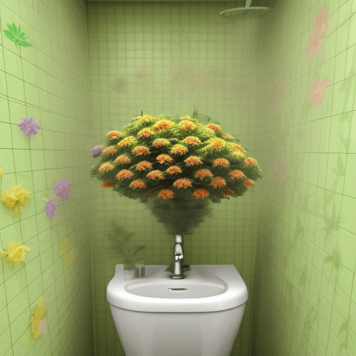 AI generated: a colorfoul flower of marijuana in a little bathroom with a lot of flowers of marijuana