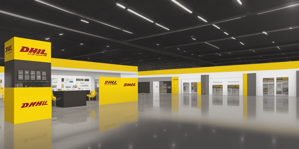 AI generated: DHL EXHIBITIONS hall outside technology Hall modern stlye