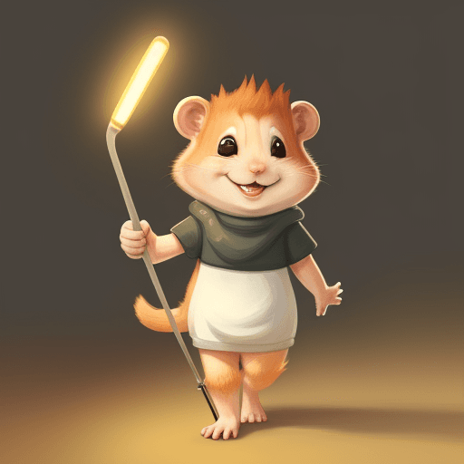 AI generated: ginger hamster on crutches with a leg in a cast. it is smiling and waving.
warm lighting, happy mood...