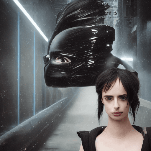 AI generated: Female, Cyberpunk Night City, black hole, singularity, apocalypse, nihilism, Cthuru, grand worldview...