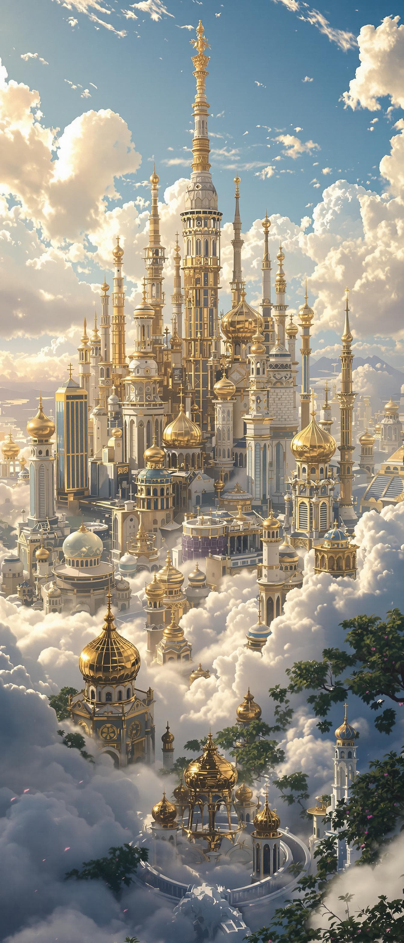 AI generated: Skyline of a gold city in heaven .
Hyperrealistic. HDR .8k . Hyper details. 