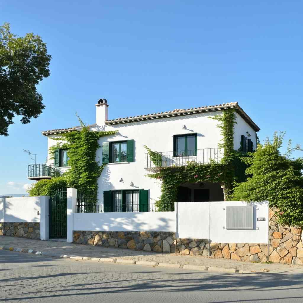 AI generated: casa verde dos pisos con muchas 
