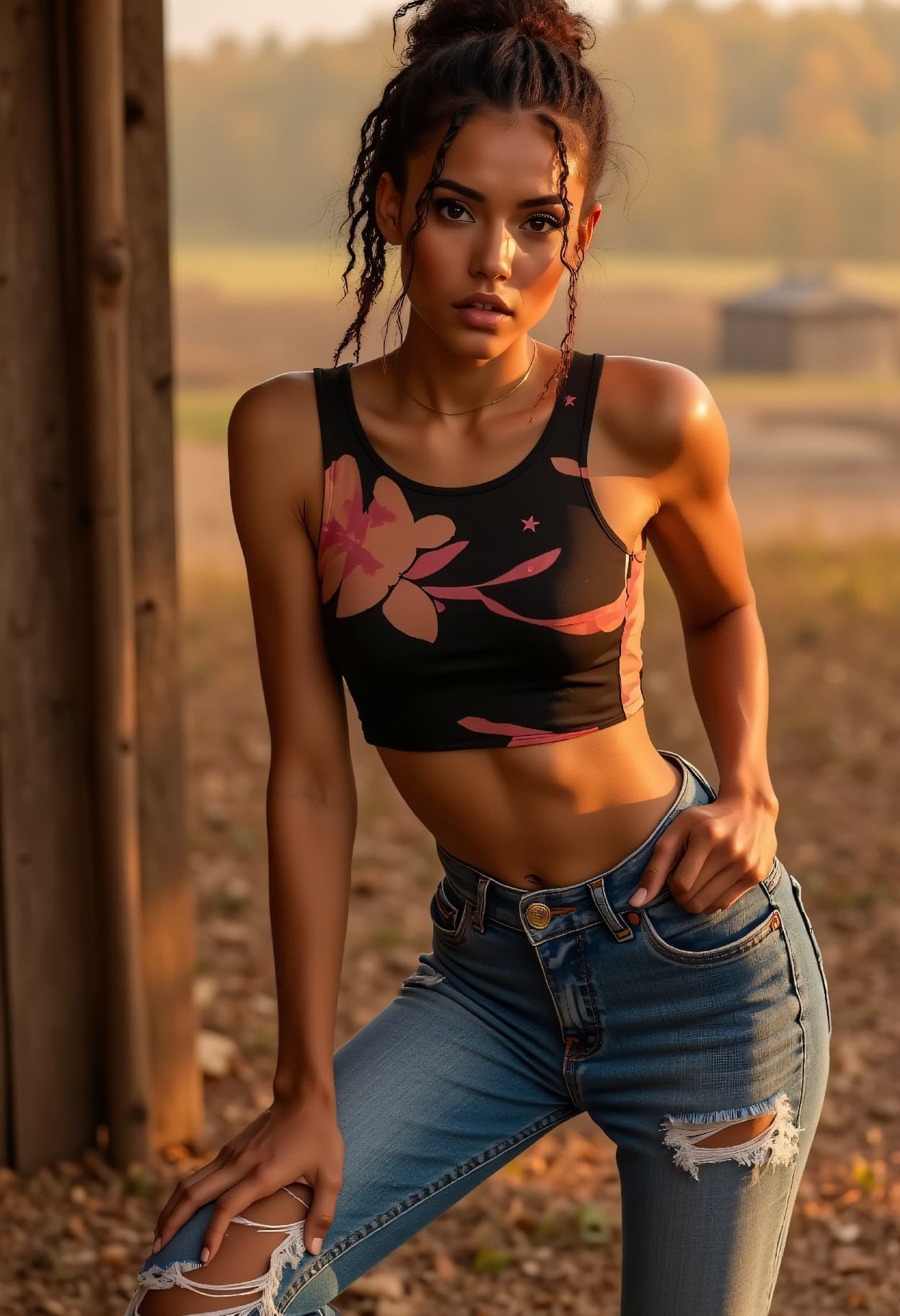 AI generated: event photography, Autumn Fashion high angle photo of a 24 year old Igbo-Chhattisgarhi female glamor...