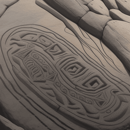 AI generated: masterpiece, best quality, ultra detailed, stone engraving of muisca indigenous pictograph, illustra...