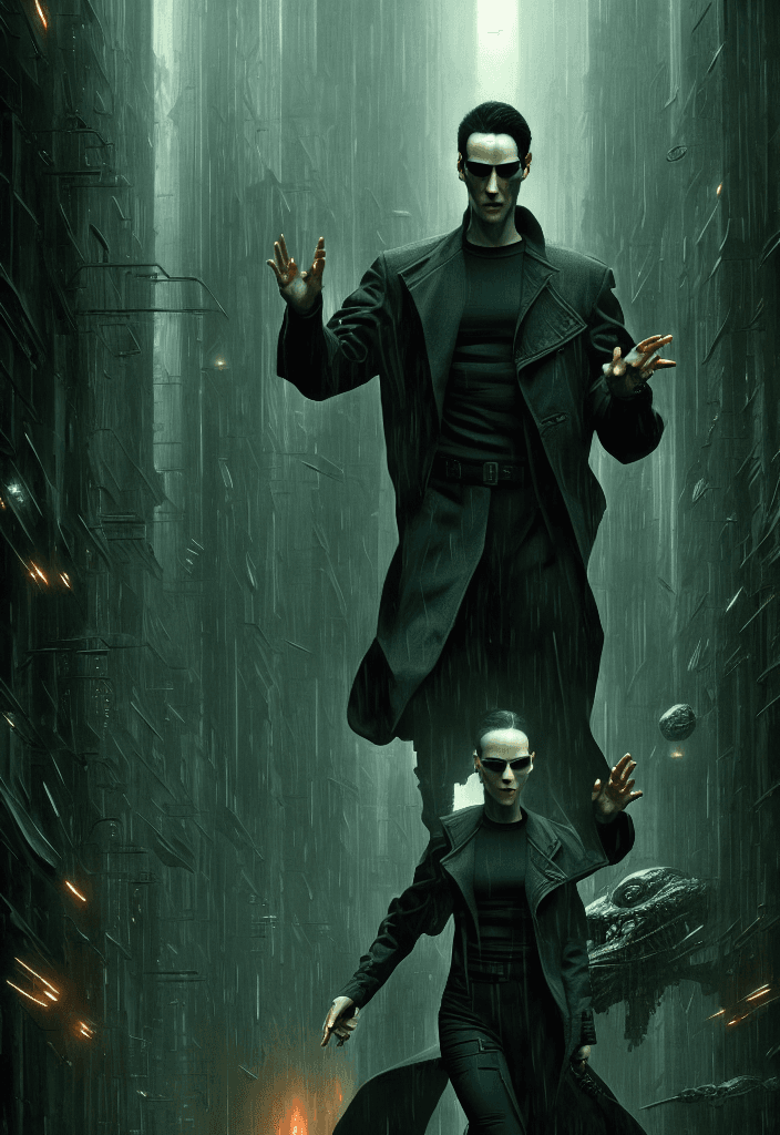 AI generated: matrix the movie, highly detailed, illustration, fantasy art, in the style of greg rutkowski, cinema...