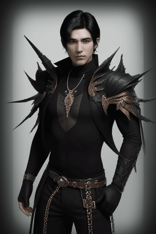 AI generated: 1 man, black hair, cool,  fantasy style