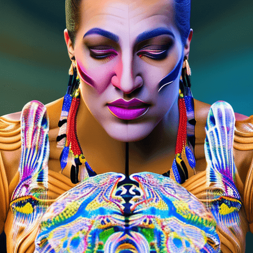 AI generated: BUSINESS WOMAN, Goddess close-up portrait ribcagel. jellyfish phoenix head, nautilus, orchid, skull,...