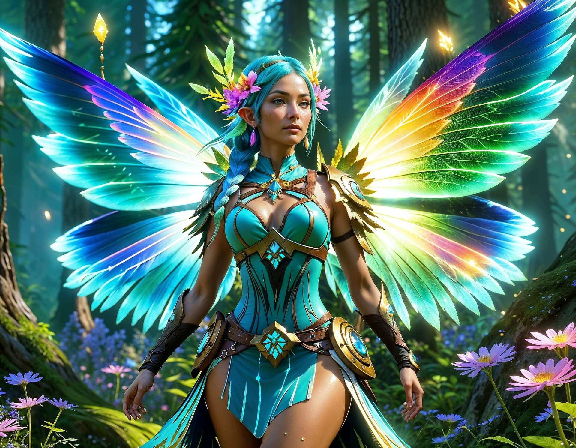 AI generated: Magical Forest scenery, (a female), a time-manipulating mage, canon realistic cosmetic texture shot,...