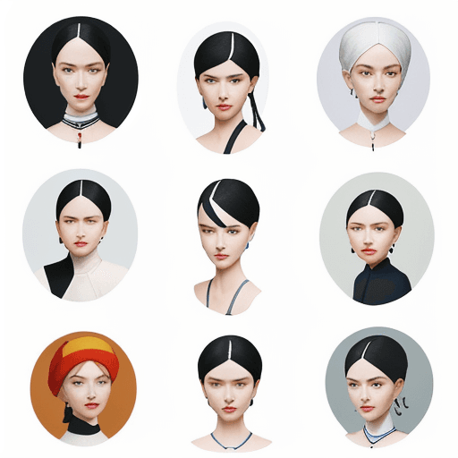 AI generated: a series of [people] are shown in isometric fashion, in the style of small brushstrokes, white backg...
