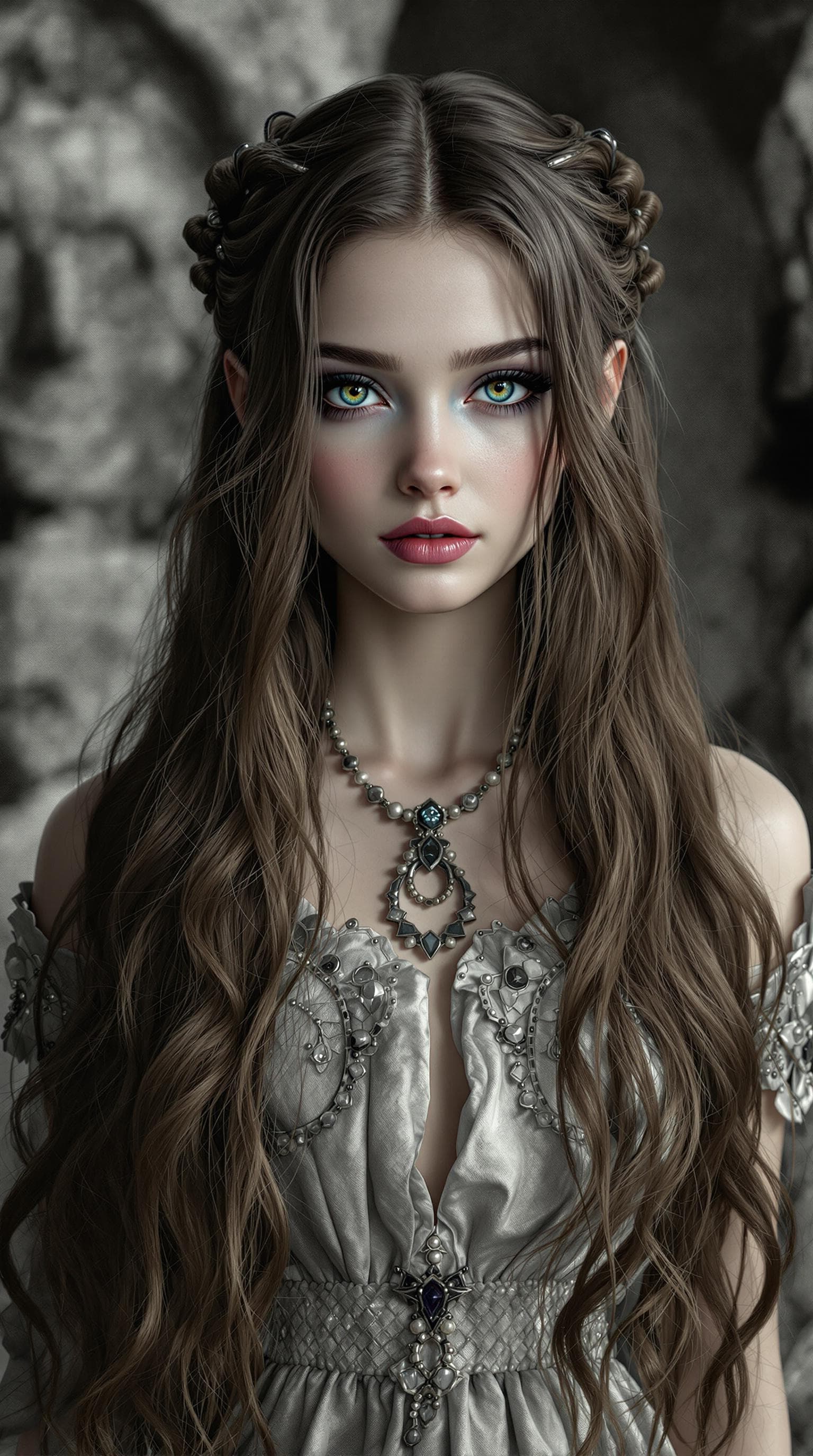 AI generated: a professional black and white aged photo from 1958, of a most beautiful 5th grade girl in the world...