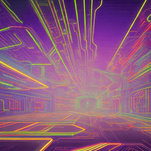 AI generated: digital world with neon lights, sleek designs, and futuristic elements,
a vast digital landscape fil...