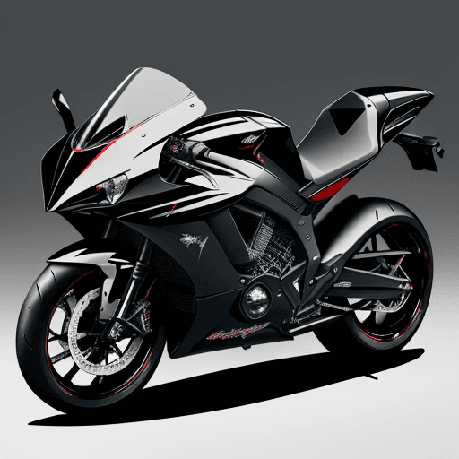 AI generated: A sleek black sports motorcycle with a modern design, featuring angular body panels, sharp lines, an...