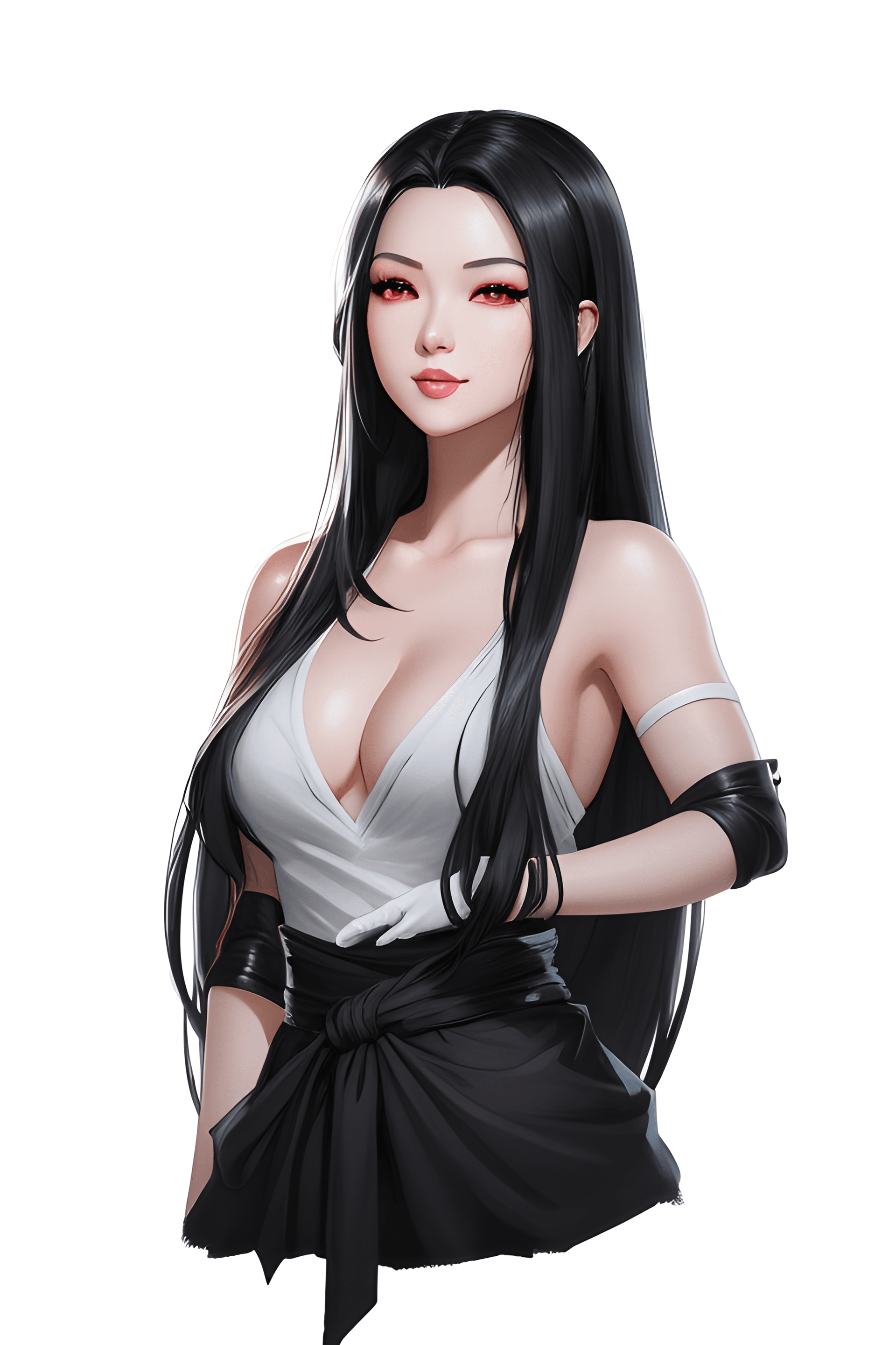 AI generated: a drawing of a woman with long black hair and a white top, rossdraws 1. 0, rossdraws 2. 5, rossdraws...