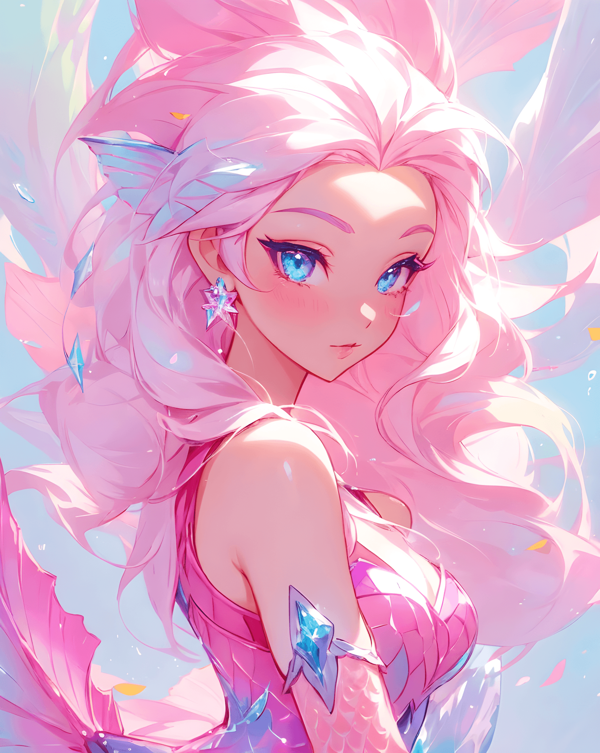 AI generated: a close up of a person with pink hair, inspired by rossdraws, fantasy art, beautiful elsa, advanced ...