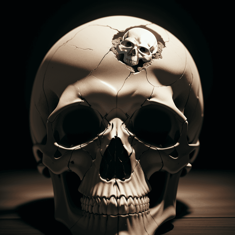 AI generated: human skull, rim light, cinematic  , 4k, hyper realistic, focused, extreme details