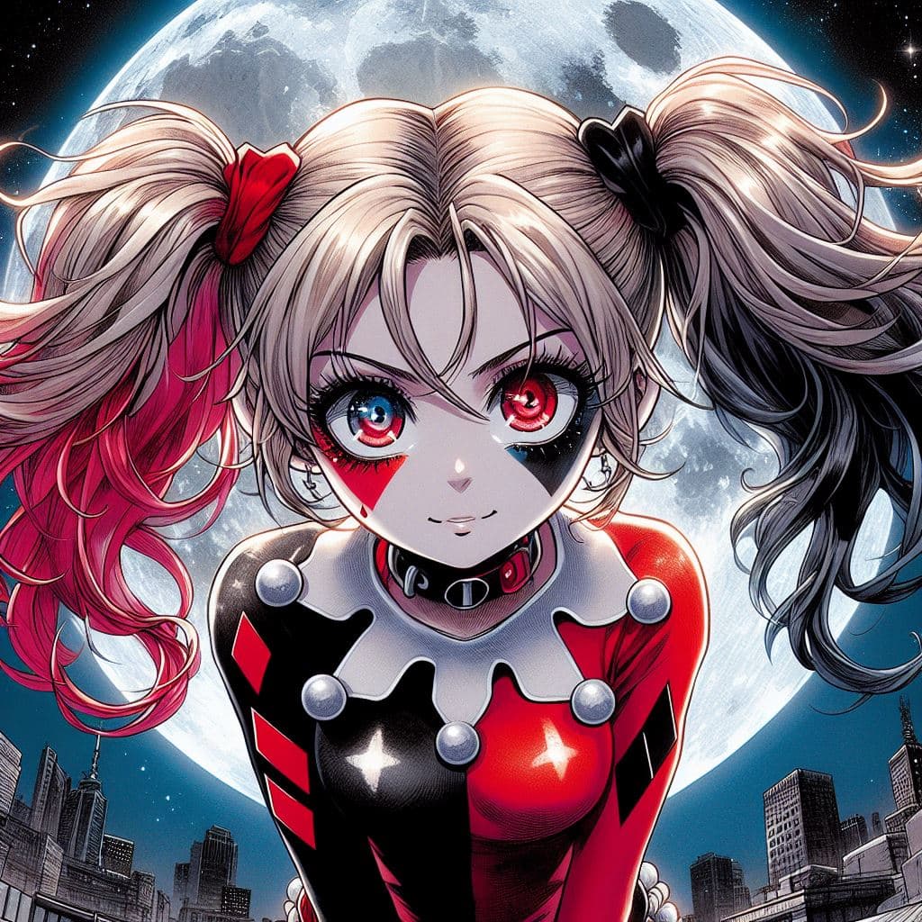 AI generated: harley quinn manga anime