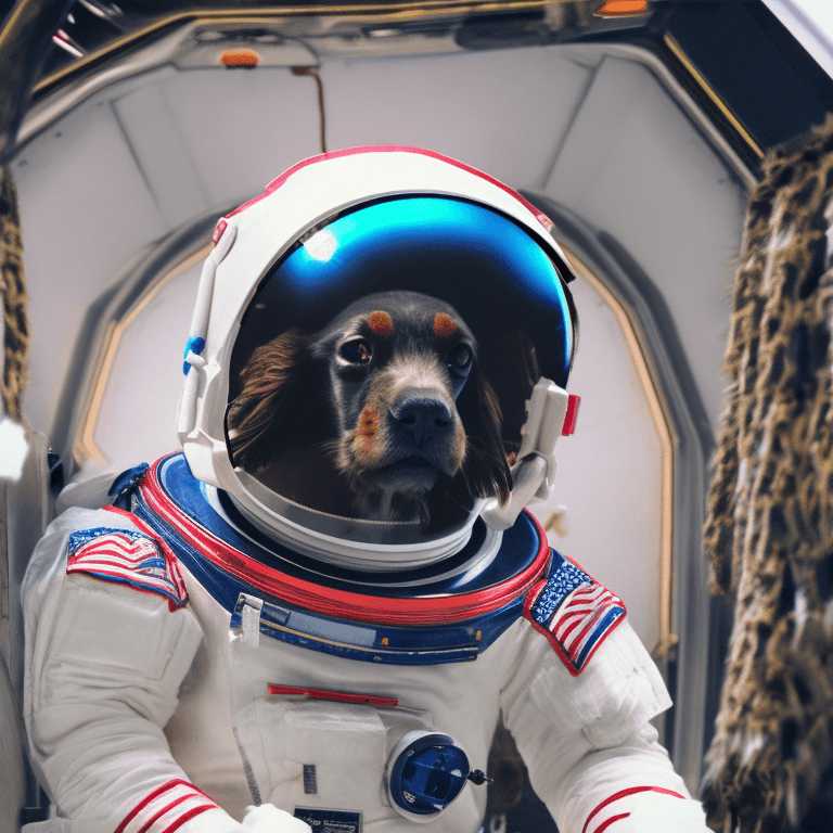 AI generated: Ralistic, ((Masterpiece, best quality)), really cute cocker spaniel dog in astronaut suite space, Ul...