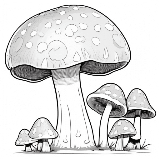 AI generated: mushroom, line art, cartoon, anime
