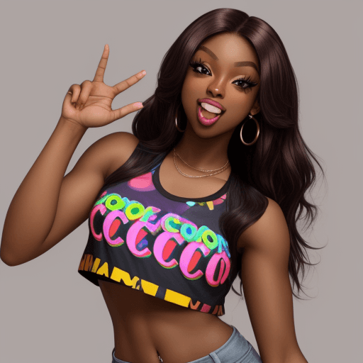 AI generated: coco jones, crop top, flirting, tongue out, ahegao