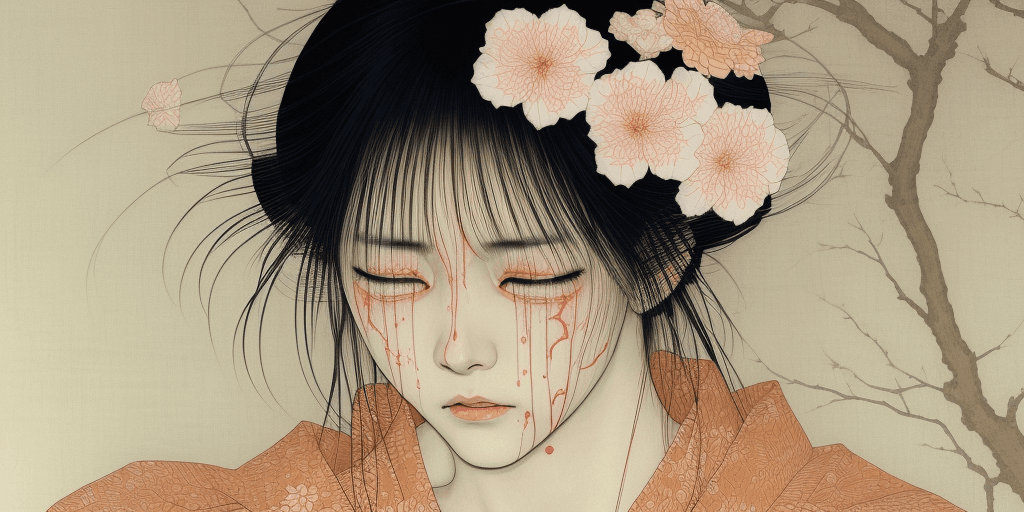 AI generated: Woman crying, artwork by Takato Yamamoto and Chika Yamada, very detailed, realistic, hyperrealistic