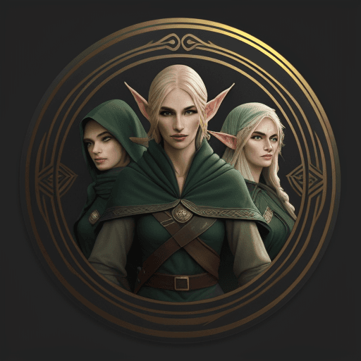 AI generated: elven assassin squad round logo, round
