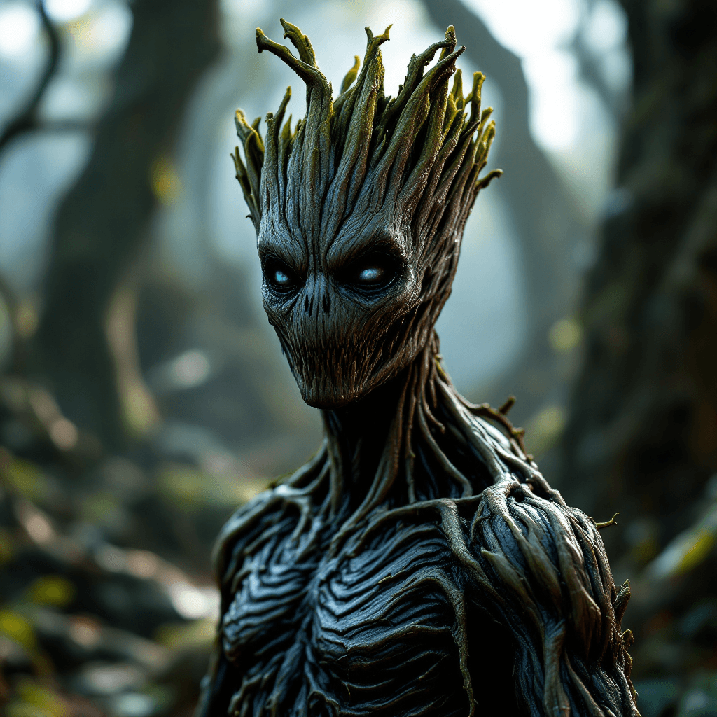 AI generated: Venom-style black groot