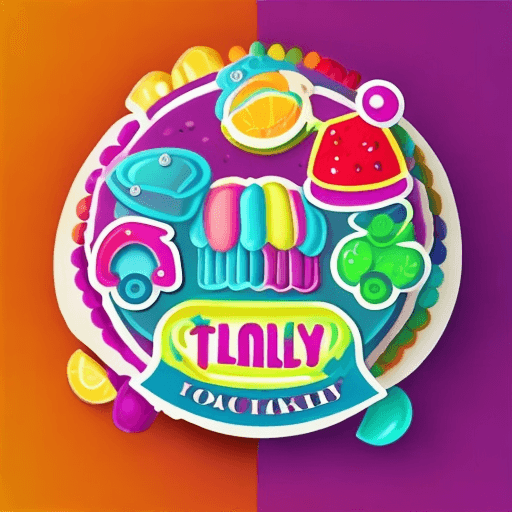 AI generated: Logo for a cake, tart and jellies factory with a futuristic style, using bright colors and images of...