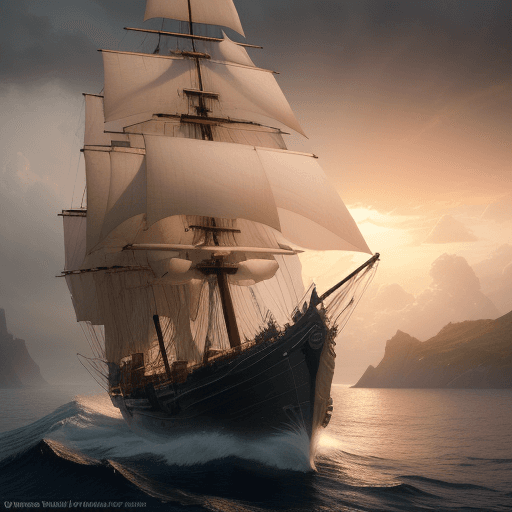 AI generated: Photo of a ultra realistic sailing ship, dramatic light, pale sunrise, cinematic lighting, battered,...