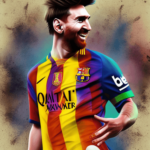 AI generated: Leo Messi by Tiago Hoisel, laughing --niji 5 --style expressive --s 750
