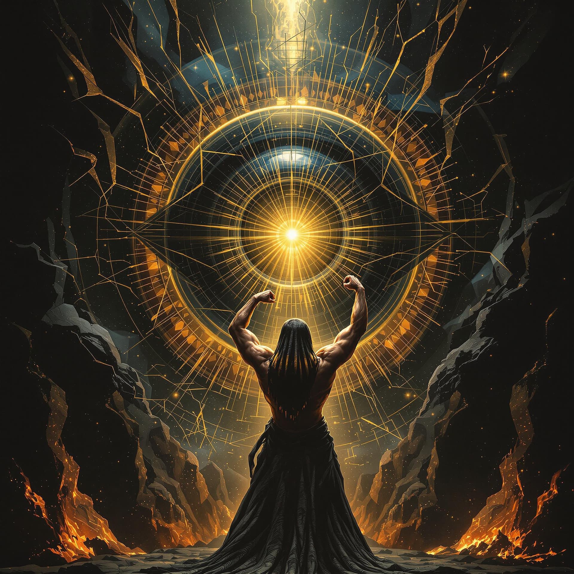 AI generated: Massive muscular Cleopatra In the Void of the Eye of Horus”, explores themes of empowerment and mani...