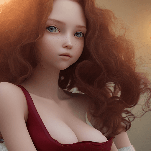 AI generated: A cute 16 year-old elegant and sophisticated girl,naked,sex,Big ass.,Big breast,with long wavy red h...