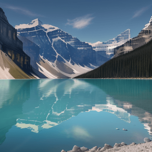 AI generated: Craft a vivid prompt that invites readers to immerse themselves in the pristine beauty of Lake Louis...