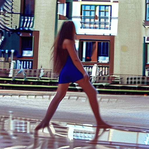 AI generated: an European women, 25 years old, long brown hair, 1.75 height, completely naked, shows her ass in pu...